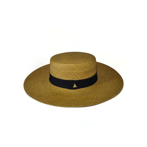 Imagen del producto Sombrero Panamá ala ancha Camila tostado pistacho con tira negra